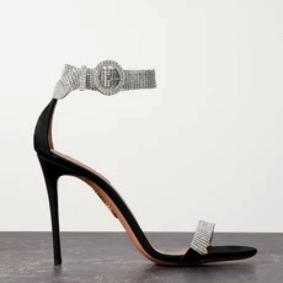 AUTHENTIC - NEVER WORN -  AQUAZZURA Chain Reaction 105 crystal-embellish Sandals - Picture 1 of 5